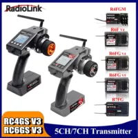 RadioLink RC4GS RC6GS V3 5CH 7CH Transmitter with Receiver 2.4G R4FGM R6F R6FG R7FG Gyro Receiver for RC Car Boat Vehicle Model