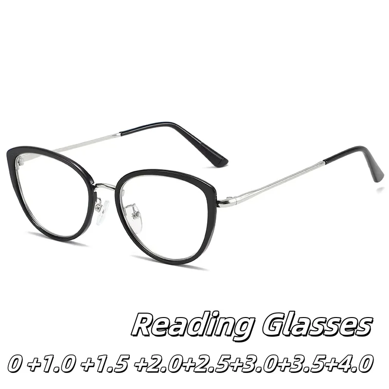 

New Ultra-light Cat-eye Female Men's Presbyopia Glasses Full Frame Reading Glasses Blue Light-blocking Transparent Lenses