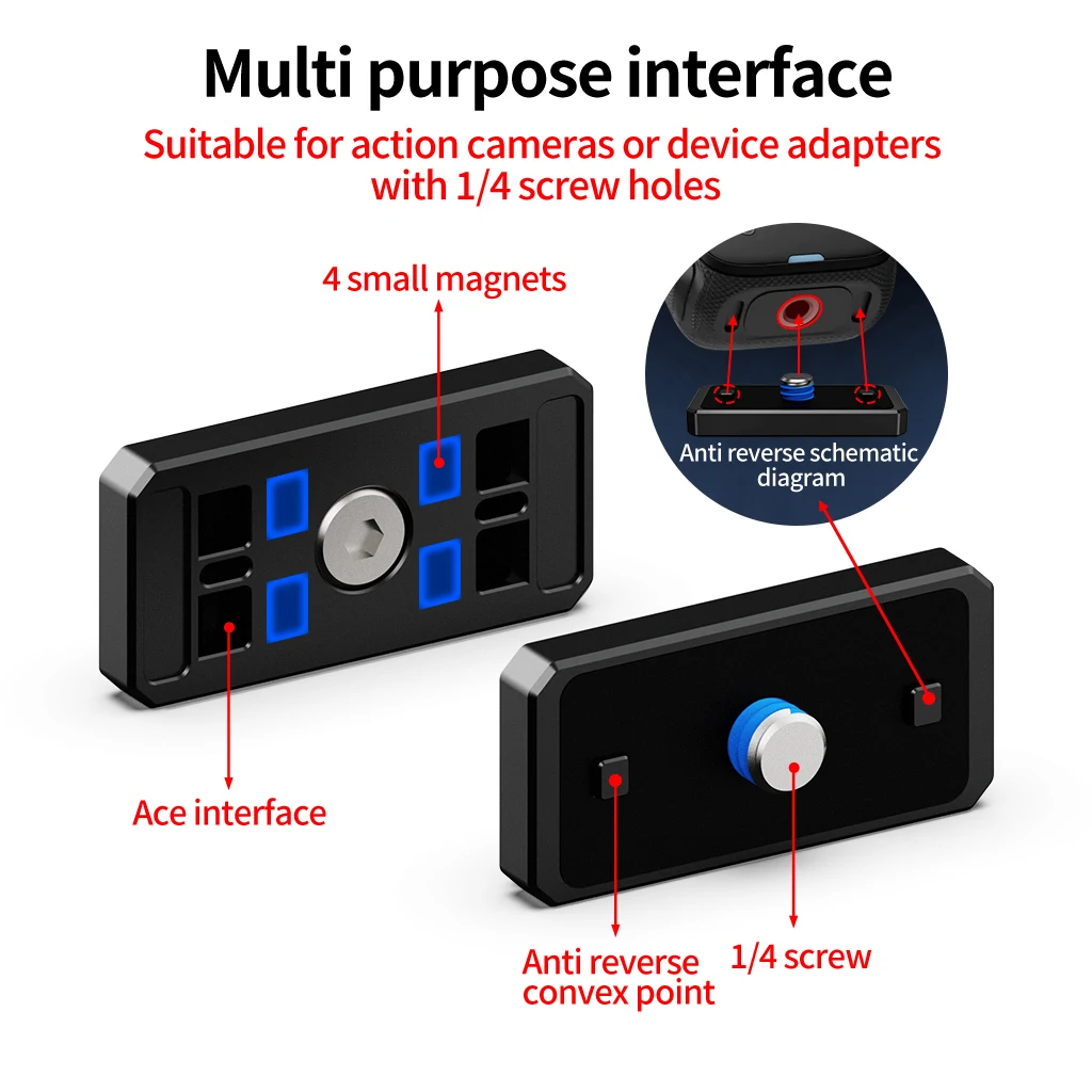 Magnetischer Schnellwechseladapter Stativadapter für Insta360 X5 X6 ARRI Anti-Reverse für GoPro Insta 360 Ace Pro2 Action-Kamera – Detail 15