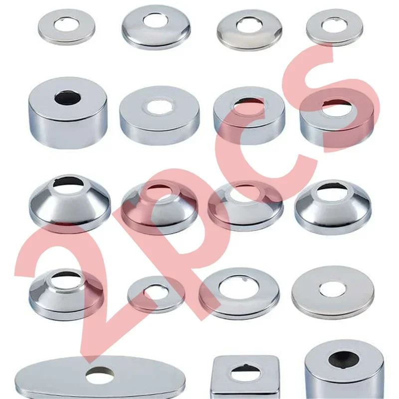 

2pcs Faucet Shower Angle Valve Stainless Steel Decorative Cover Shower Accessories Metal Lid with Smooth Surface