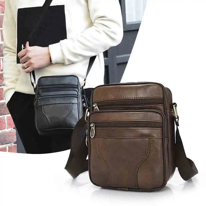 Bolsos de mensajero de cuero genuino para hombre, bandolera de piel de vaca, alta capacidad, negocios, a la moda, novedad de 2023