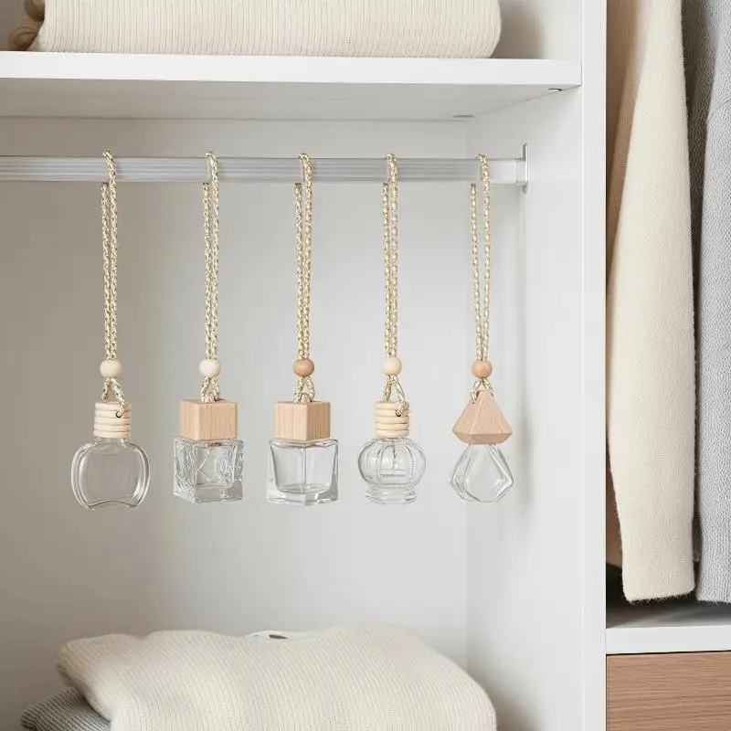 Empty Hanging Car Air Freshener Diffuser Bottles 21PCS 8ml Refillable Clear View Perfume Container for Auto Interior Decor