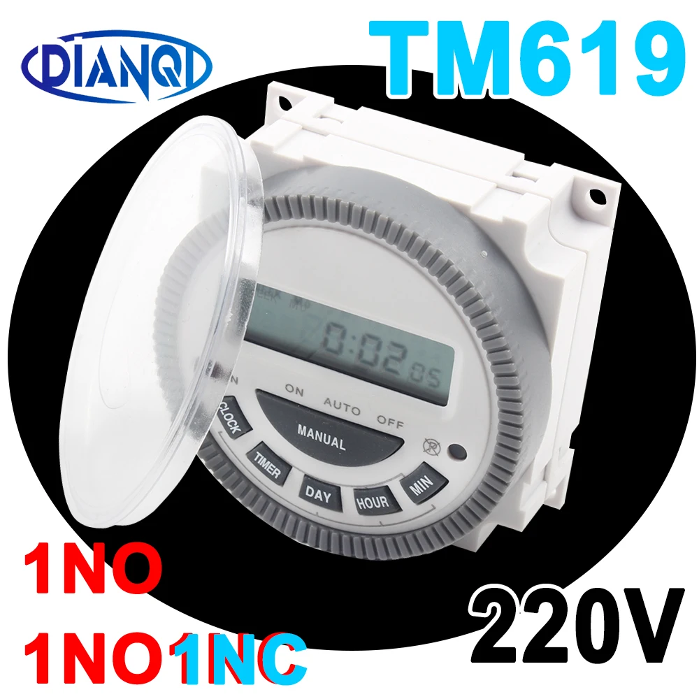 1PC TM619 1NO1NC Digital 7 Days Weekly Programmable AC220V230V240V Timer Switch Time Relay Power Timer controller LCD 16A ON/OFF