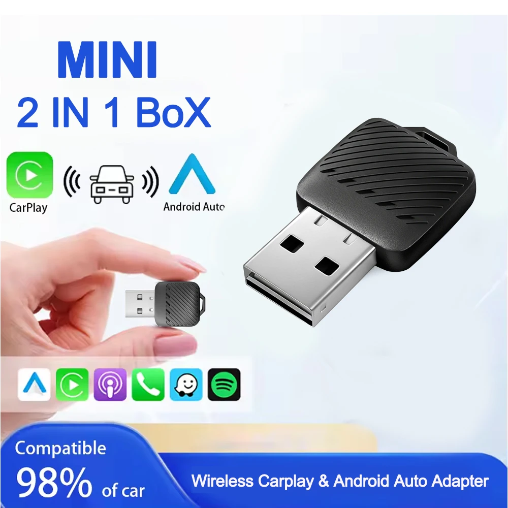 2026 Wireless CarPlay Adapter 2-in-1 Wired to Wireless Dongle for Carplay Android Auto Plug and Play Universal Car Accessory