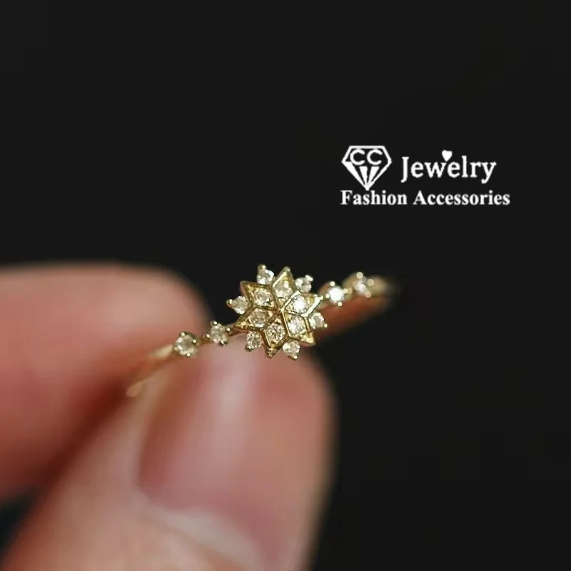 CC Star Ring Cubic Zirconia Engagement Rings For Women Gold/Rose Gold Plated Marriage Bride Fashion Jewelry CC1653