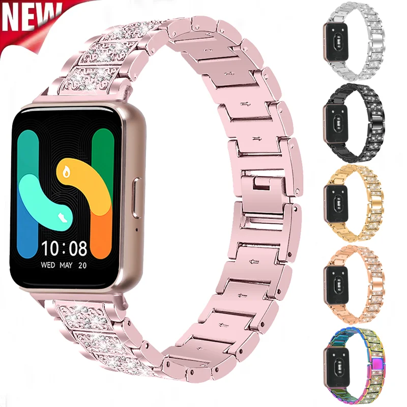 Stainless Steel band for Samsung galaxy Fit 3 Strap Bracelet Women Men Diamond Metal bands for Samsung  fit 3 SM-R390
