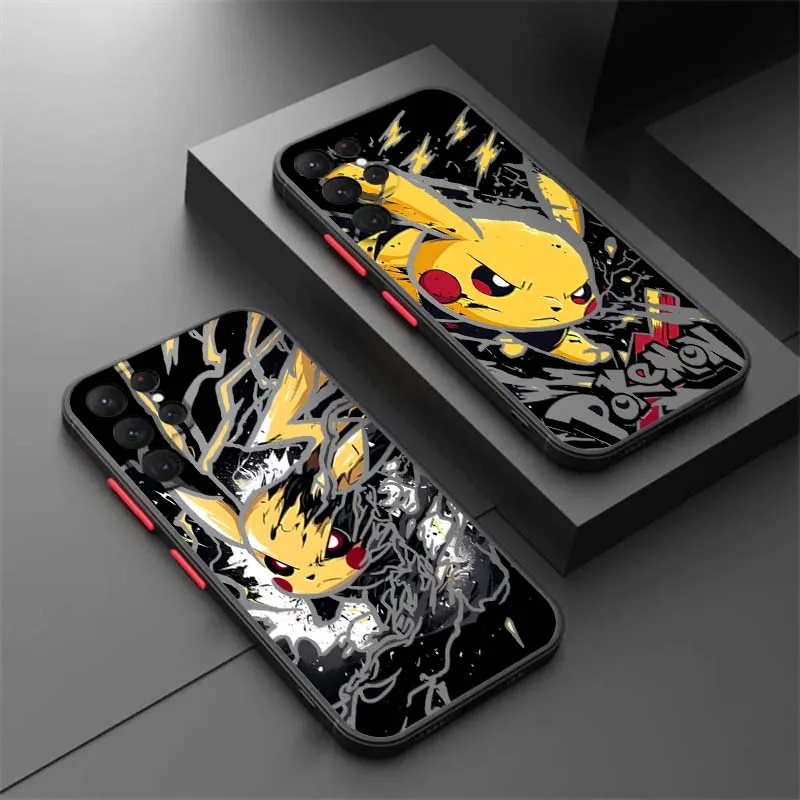 

P-Pikachus Anime Cute For Samsung Galaxy S25 S24 S23 S22 S21 S20 S10 S9 Ultra Plus FE 5G Frosted Translucent Phone Case