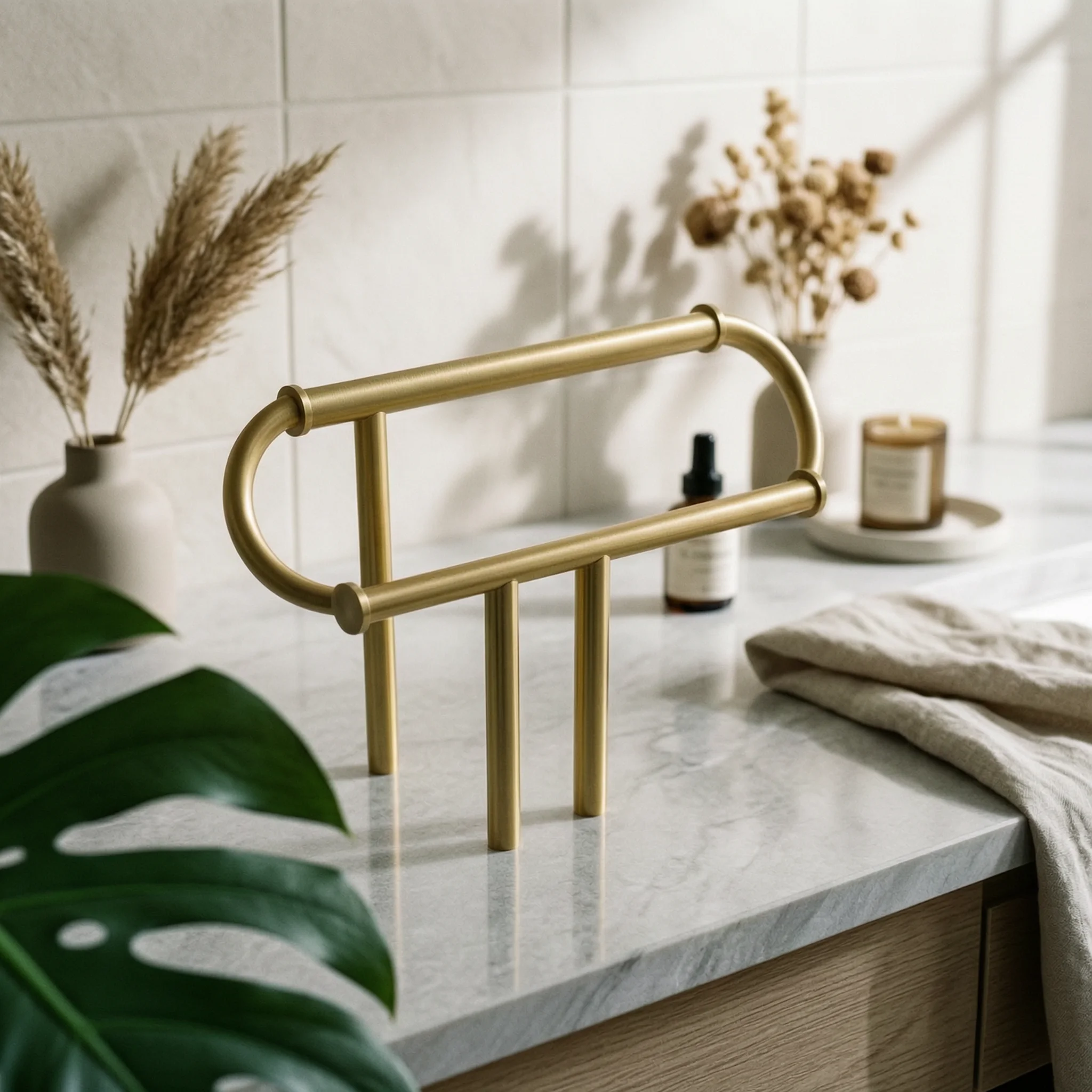 Double Bar Towel Stand Rust Resistant Cross-Shaped Towel Stand Easy to Clean Modern Design for Hotel