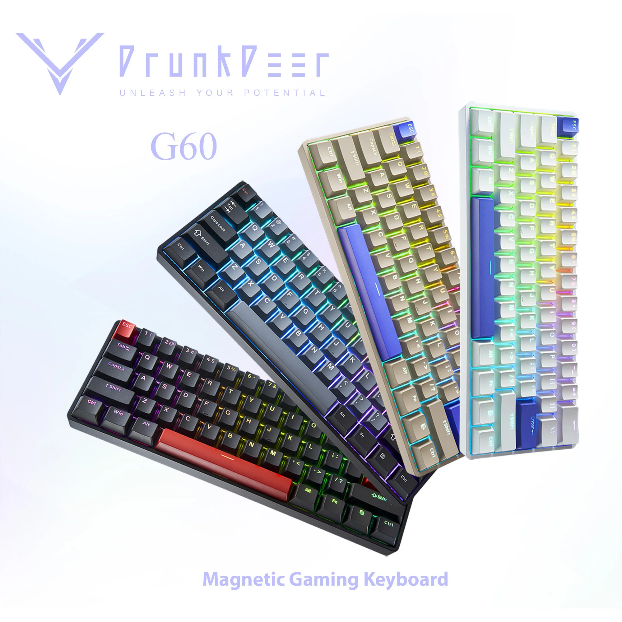 

DrunkDeer G60 Magnetic Switch Gaming Keyboard Quick Trigger 61 Key Compact Mechanical Wired Keyboard Customized RGB Backlit