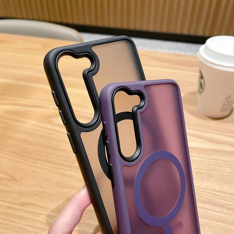 Matte Case For Samsung Galaxy S25 S24 S23 S22 Ultra Plus S21 S20 FE For Magsafe Magnetic Charge Frosted Bumper Cover funda image 4