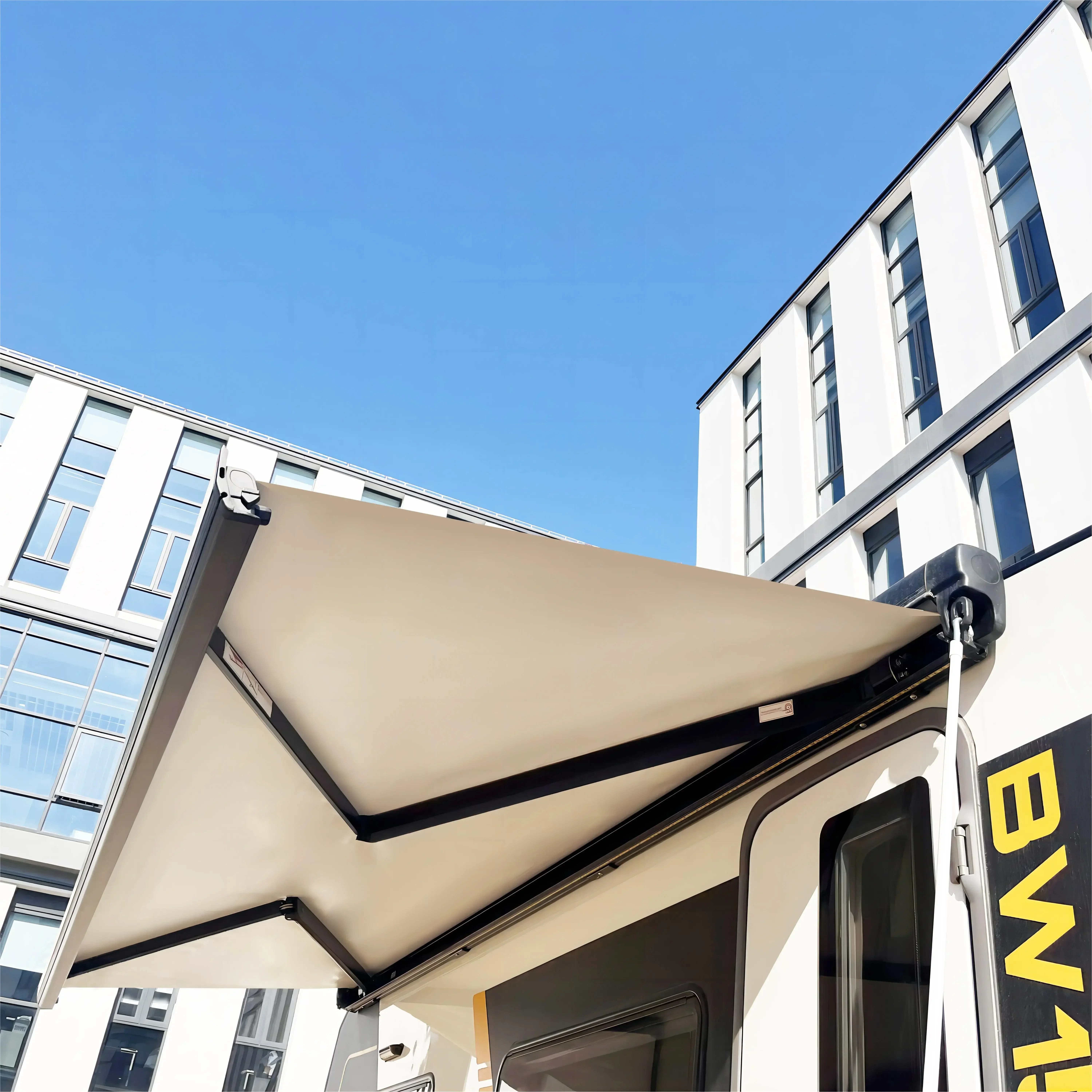

Toldo elétrico para rv, à prova de vento, montagem lateral, tela solar, tenda de sala com luz led para caravana, acessórios de c