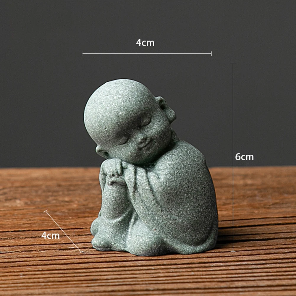 Buddha Stone Statue Little Buddhist Monks Tibetan Buddhism Figurines Zen Garden Ornament Meditation Home Aquarium Decoration