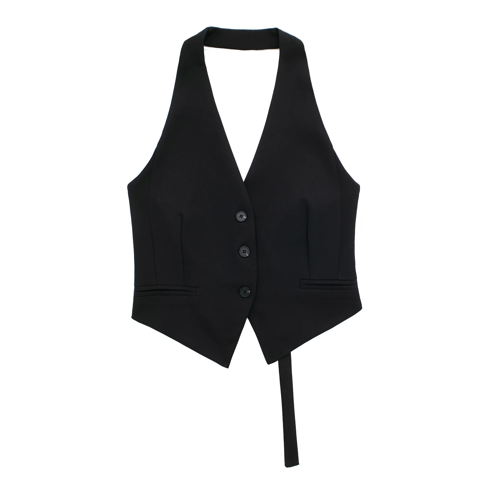 DUOPERI Women Fashion Backless Halter Neck Vest Sleeveless Female Chic Lady Casual Tops Waistcoat