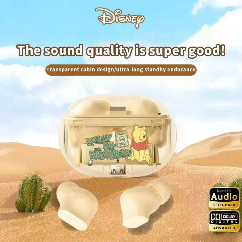 Disney-auriculares inalámbricos Bluetooth 5,3 TWS, cascos de música con sonido HIFI XD28, cancelación de ruido, Minnie, regalo de Winnie the pooh