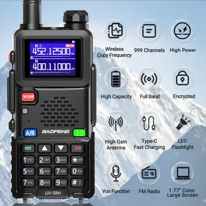 Baofeng UV 5RH 10W Air Band Walkie Talkie طويل المدى لاسلكي لاسلكي نسخ اتجاهين راديو لحم الخنزير من النوع C Baofeng UV 5R جهاز الإرسال والاستقبال أفضل 10 أجهزة راديو اتصالات بعيدة المدى للمبيعات - رقم 9