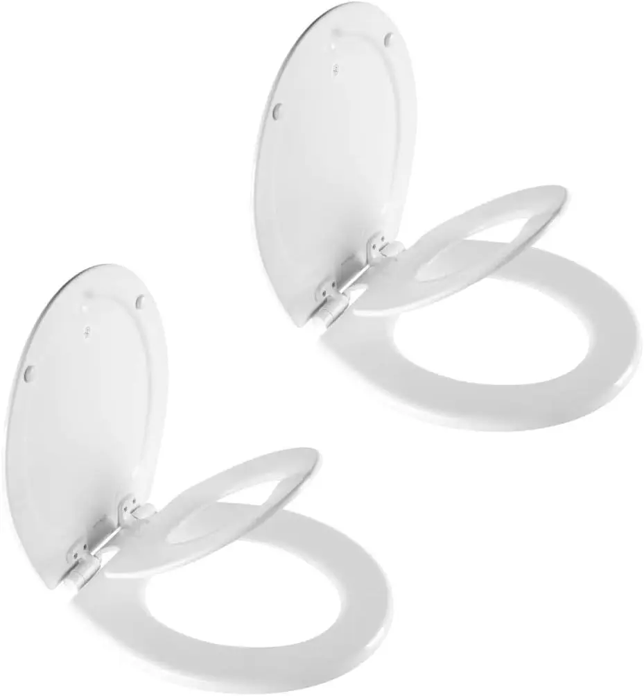 

Toilet Seat with Built-In Potty Training Seat, Slow-Close, Removable, Round, White, 2-Pack