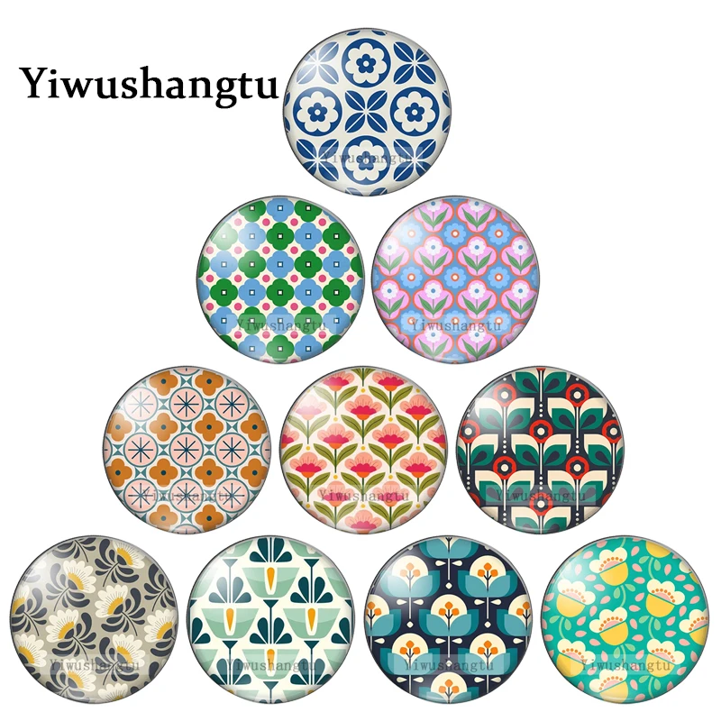 Bright symmetrical oil flowers Art Paintings 12mm/18mm/20mm/25mm Round photo glass cabochon demo flat back Making findings