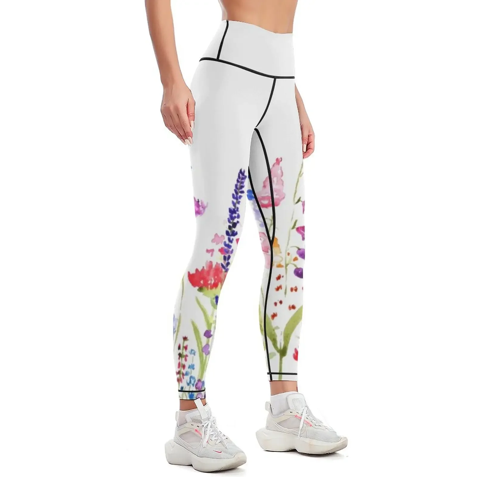 colorful wild flower field Leggings Women's sportswear flared Women's trousers gym top Womens Leggings