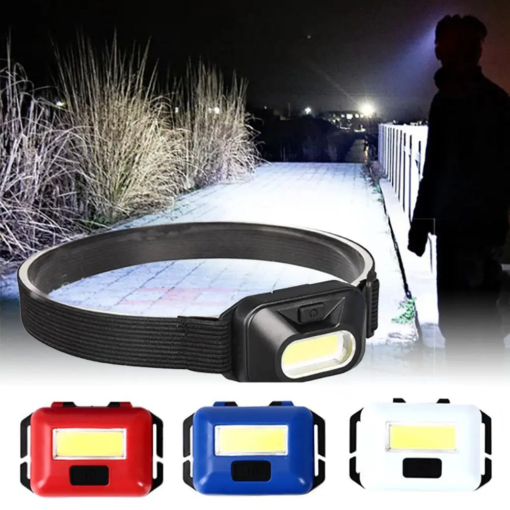 Mini Cob Led Headlight Outdoor Camping Light Flashlight Head Torch Tourism Equipment For Hiking Cycling Fishing