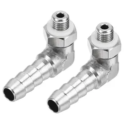 2Pc Nickel-plated Copper Hose Barb Fitting Elbow 6mm Barbed M6x0.75 M6/8/10x1 Male Thread Right Angle Pipe Connector with Washer