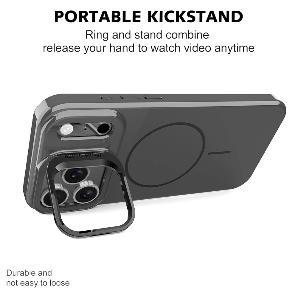 Etui przeciw zarysowaniom do iPhone'a 17 16 15 14 13 Air Pro Max Magsafe Bezprzewodowe ładowanie Obiektyw Mocowanie Kamery Podpórka Flanelowa osłona