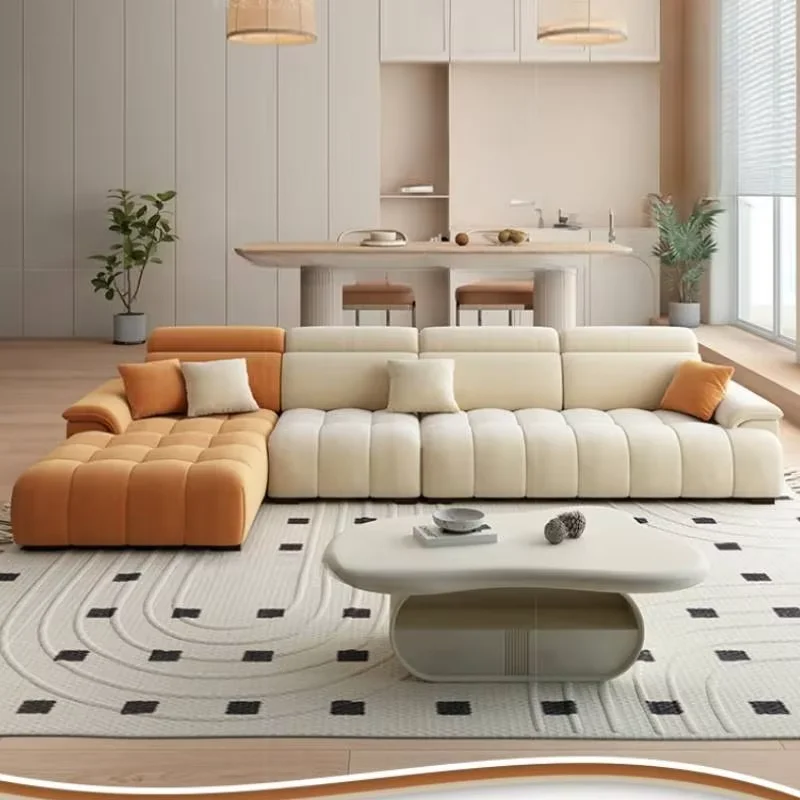 Glamour European Living Room Sofas Filler Minimalistic Modern L Shape Sofas Puffs Lounge Divani Da Soggiorno Home Furniture