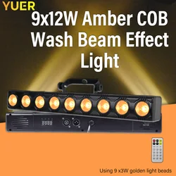 9x12W LED Amber COB Gold Beam Wash Effect Bar Light Remote Control Stage Ligthing Strobe Horse Racing Party Dj Disco Bar DMX