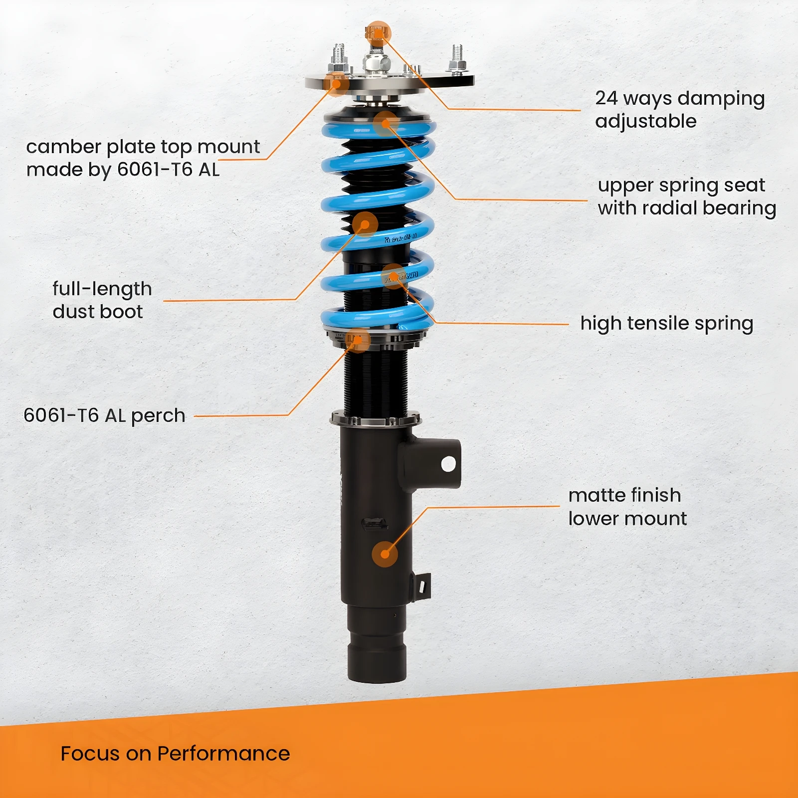 Coilovers for Honda Accord 2013-2017, for Acura TLX 2015-2020, 24 Levels Damper Adjustable Shock Absorber, Height Adjustable T6 Upgraded Lowering Kits