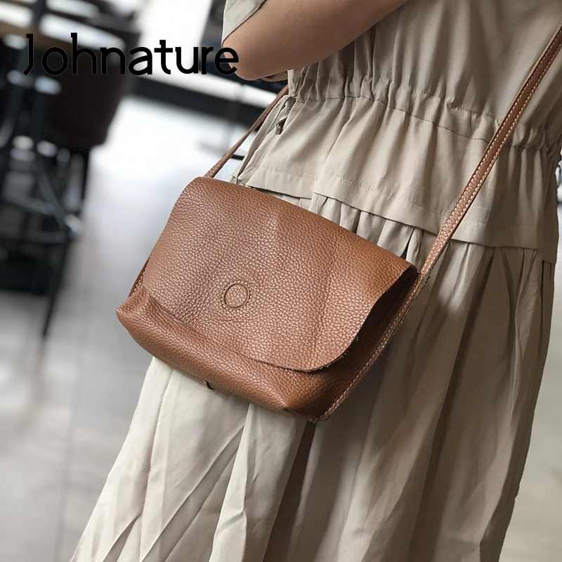 Johnature Genuine Leather Women Bag 2024 New Casual Nature Soft Cowhide Shoulder Bags Large Capacity Composite Bag Messenger Bag