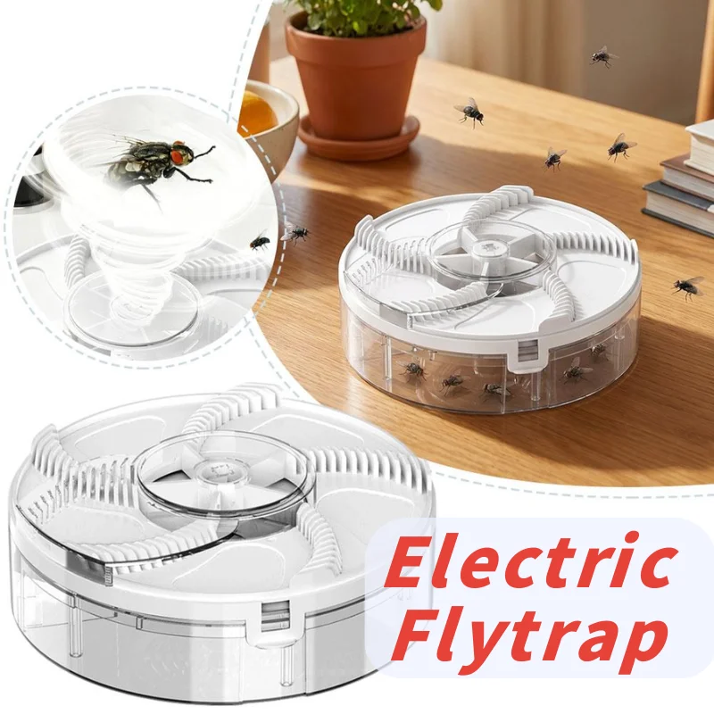 Quiet Removable Electric Flytrap Automatic Rotation Insect Pest Catcher Electric Flycatcher Killing Machine USB Rechargeable