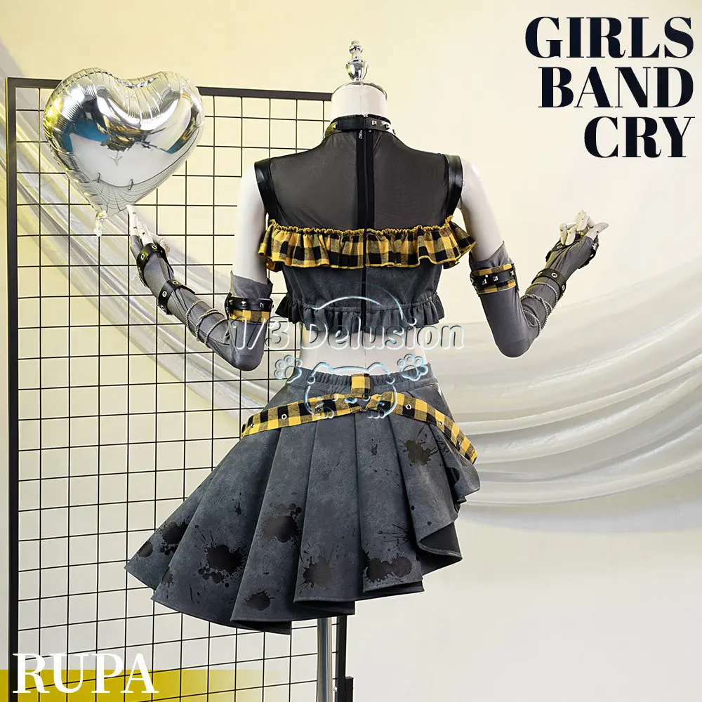 

Anime game series: Girls Band Cry Rupa Cosplay Full Set Women Rock Band Uniform Complete Accessories Anime for Halloween Party