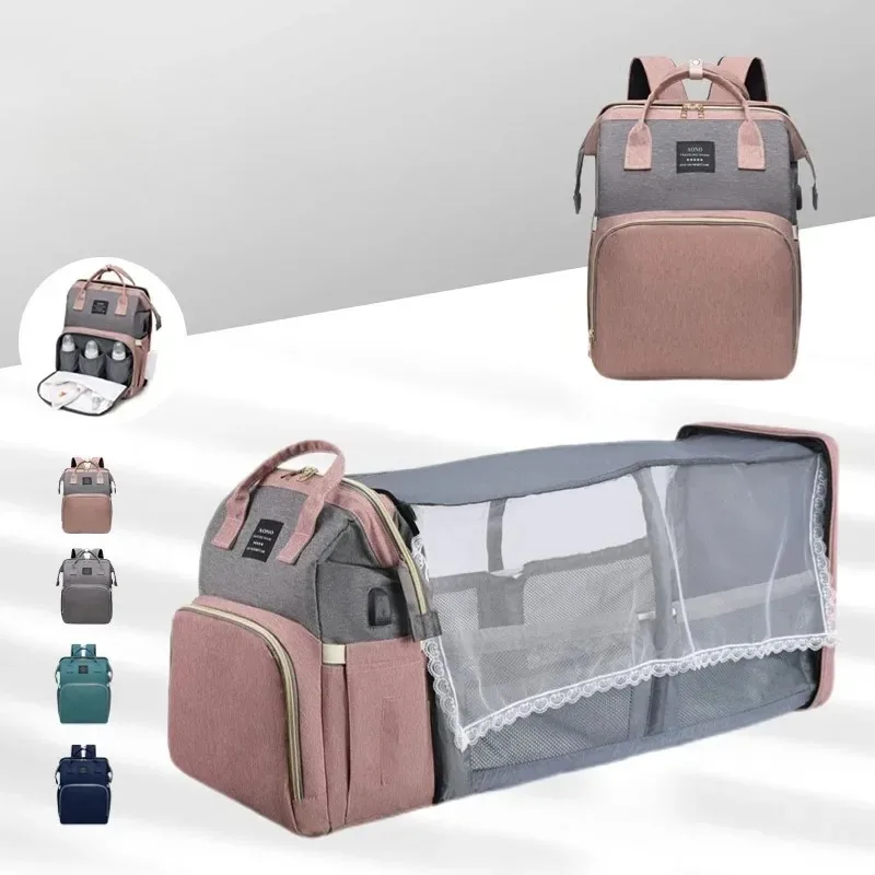 EG99 Multi-Function Maternity Bag with Mosquito Net, Large Capacity Travel Mommy Bag, Stylish Baby Bag with Toy Bar, Portable