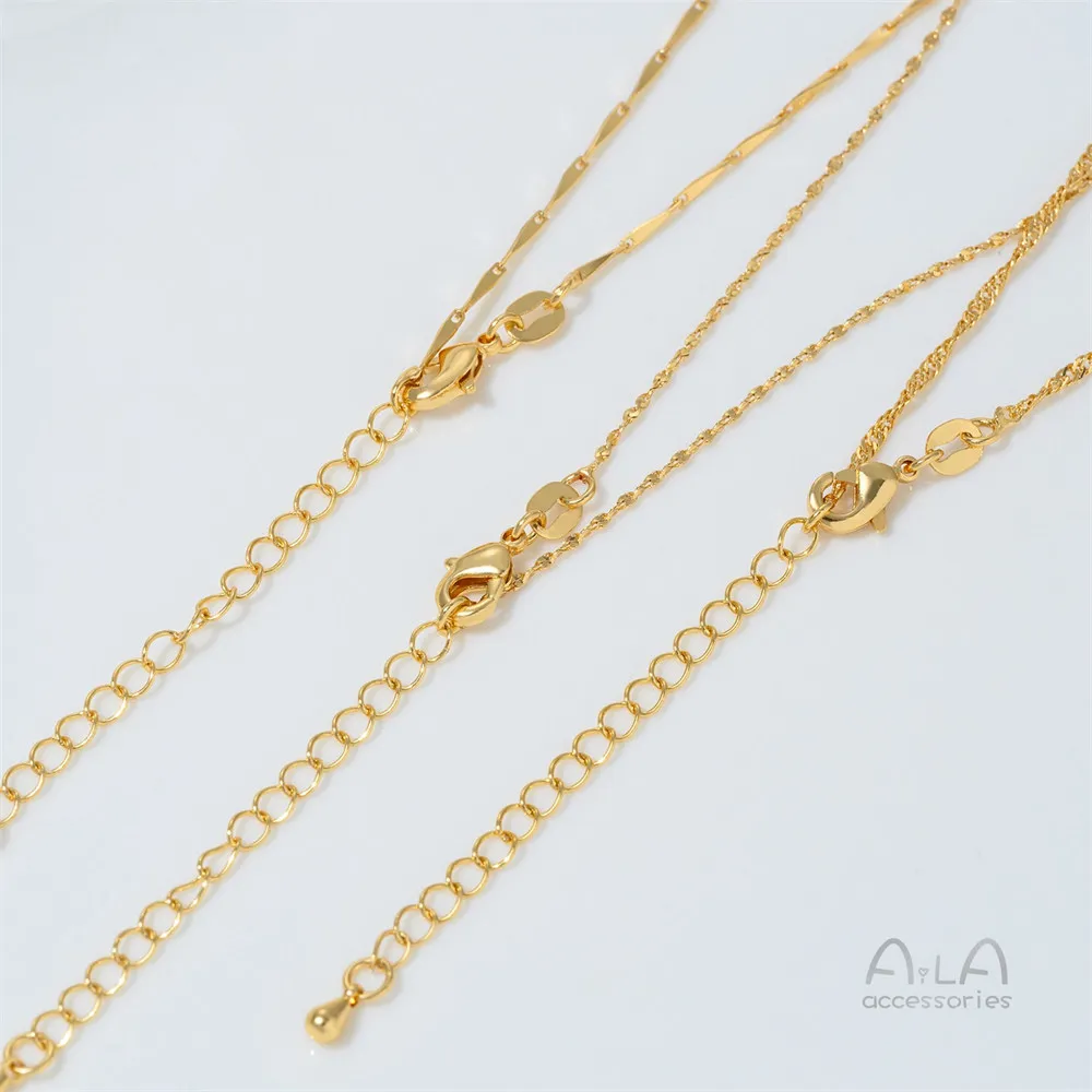 24k corrente banhada a ouro real clavícula corrente lingote diy colar pulseira extensão corrente areia ouro jóias corrente combinando