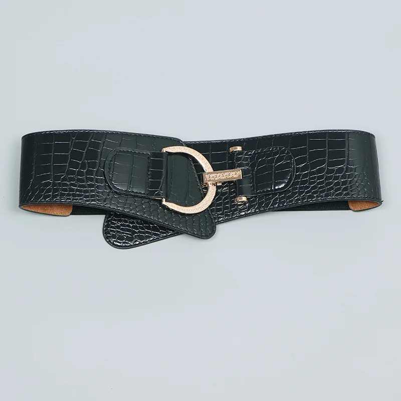 مشد خصر نسائي لخريف وشتاء 2025 - جلد تمساح أسود 80 سم، حزام عصري مرن، إبزيم على شكل حرف D فاخر للفستان والشركات #6