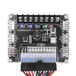 24-pinowy zasilacz ATX Breakout Board i akrylowa obudowa Zestaw modułu Adapter Złącze zasilania Obsługa 12V -12V 5V 5VSB 3,3V