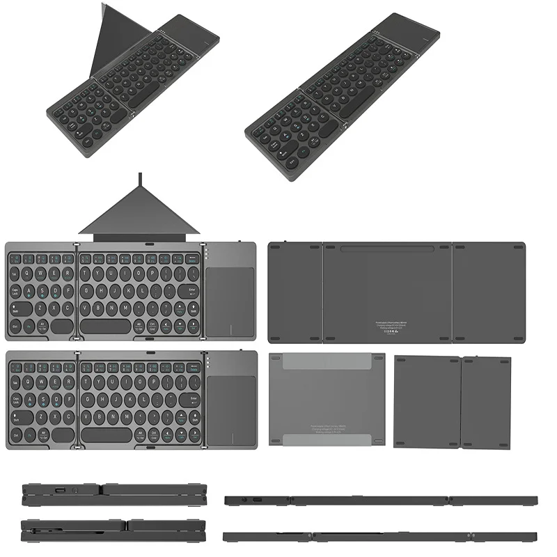 Mini teclado Bluetooth triple plegable, teclado magnético para IPad, almohadilla táctil inalámbrica, soporte para ordenador portátil, portátil de oficina