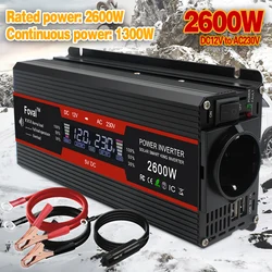 Inverter DC 12V/24V To AC 230V 1500W/2000W/2600W Peak LCD Display Home/Car Modified Sine Wave Solar 2 USB EU Plug Power Inverter