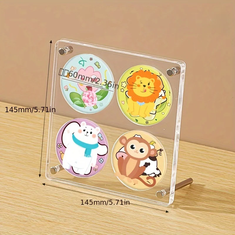 حامل عرض شارة أكريليك لحافظة عرض شفافة مقاس 58 مم مع أنماط متعددة سميكة ومقاومة للغبار لمجموعة الرسوم المتحركة #2