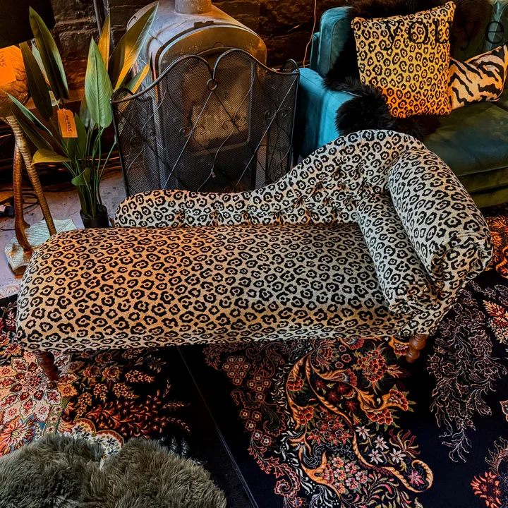 American leopard print fabric sofa princess chair single recliner wild retro style living room furniture French small apartment