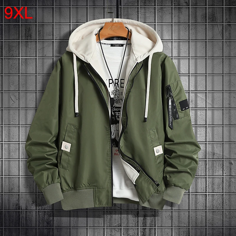 

fake two pieces casual jacket men spring autumn new plus size 8XL 7XL loose handsome spring mens jacket bomber jacket