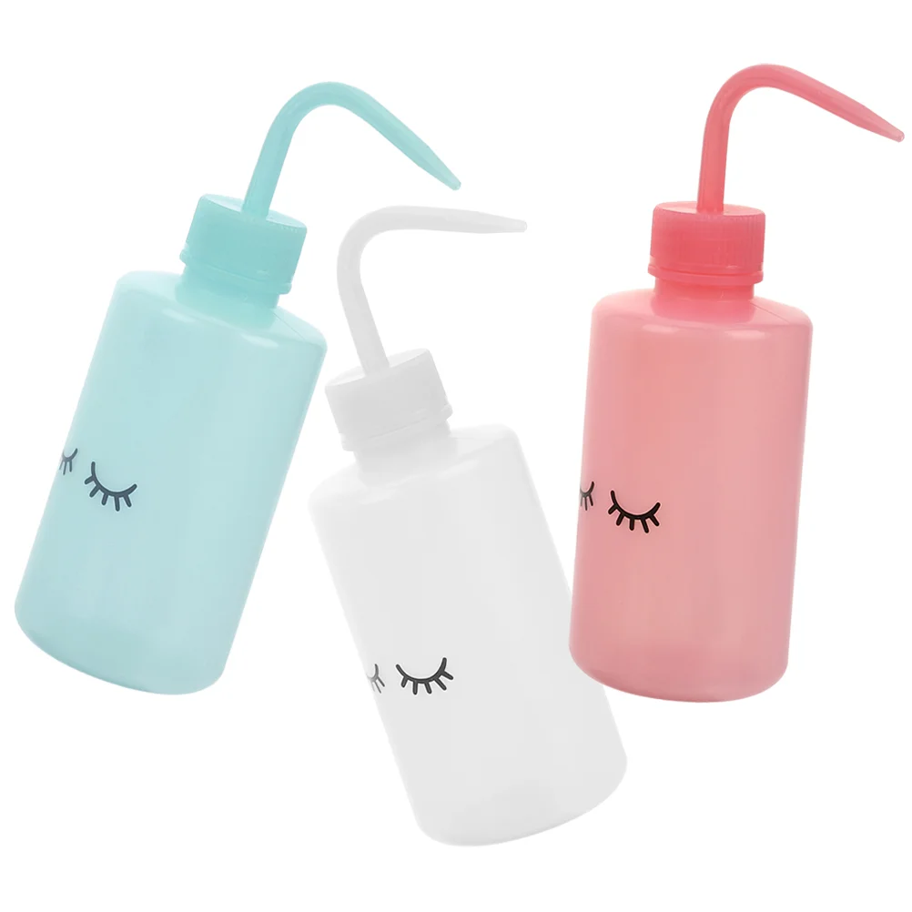 3 Pcs Curved Mouth Kettle Tattooing Wash Bottle Supplies Lash for Water Clean Washing Plastic Squeeze