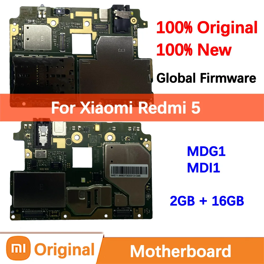 100% Brand New Original Motherboard for Xiaomi Redmi 5 Mainboard Logic Circuit Board Plate Global Unlocked Mother boar MDG1 MDI1