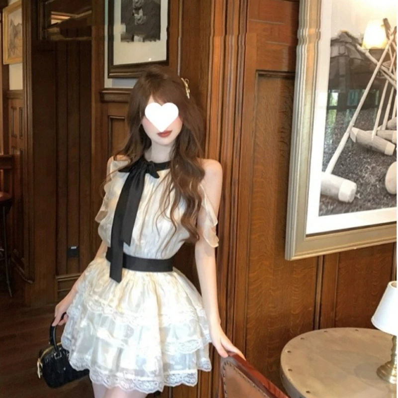 

2026 Summer New Hot Selling Large Skirt Sleeveless Retro Sweet Lace Evening Dress