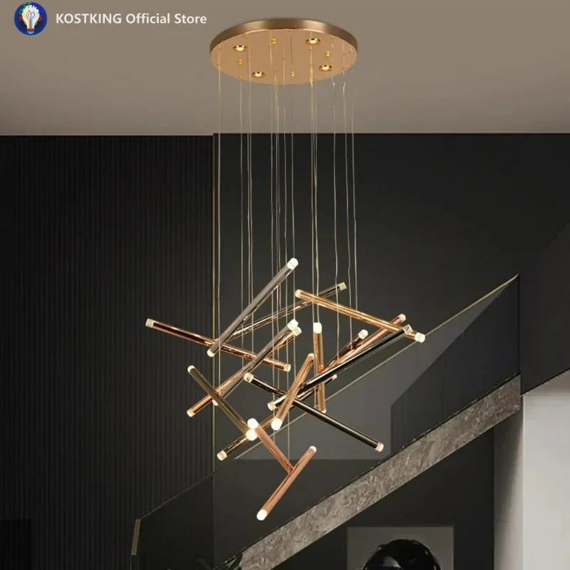 Living room pendant light, luxury villa light, hotel lobby rotating light, attic staircase, house decoration pendant light