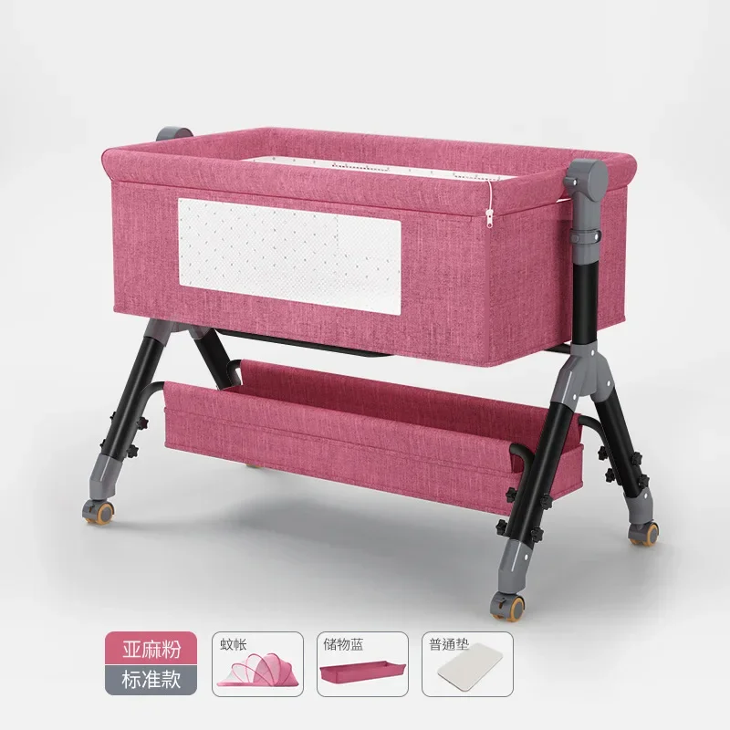 

Baby Crib Splicing Bed Movable and Foldable Multifunctional Cradle Bed Newborn Bedside Bed