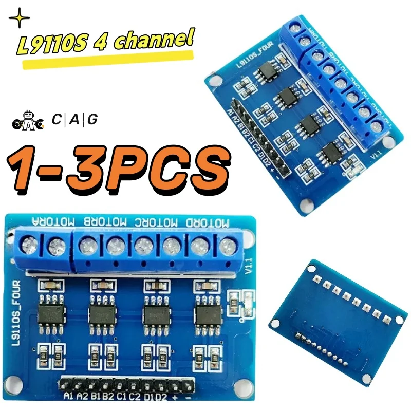 1-3PCS L9110S Motor Driver Controller Board H-Bridge 4 Channel Smart Car 4-Way Driver 2.5-12V 0.8A Electronic Components