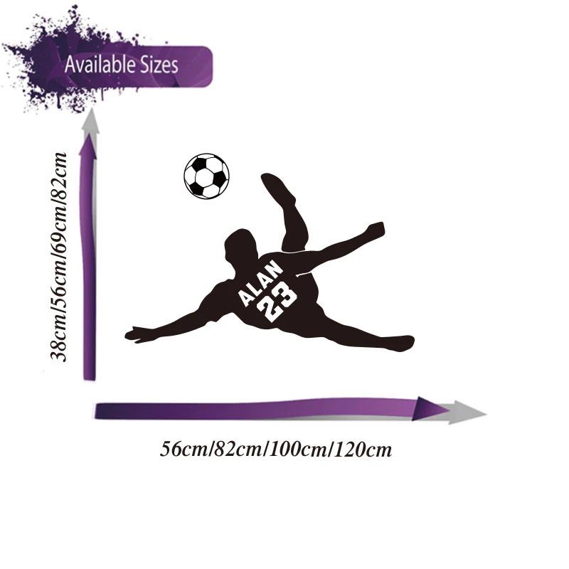 Custom Name Number Soccer  Player Jersey Wall Sticker Boy Kids Playroom  Football  Sport Shooting Wall Decal Bedroom