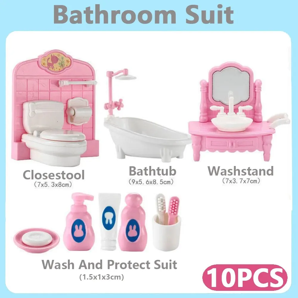 Kawaii Pink Mini Dollhouse Furniture Set (10 pcs)