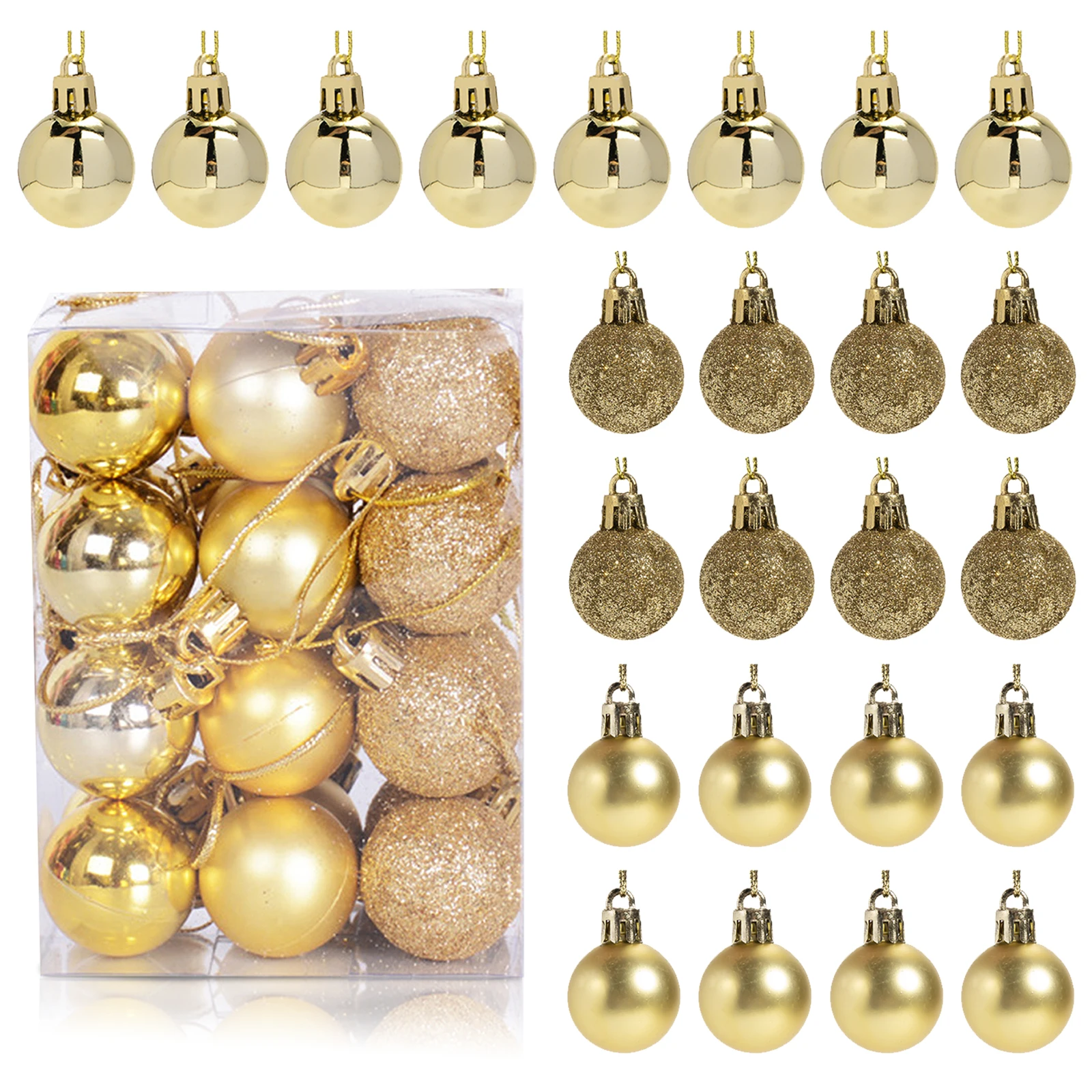 24pcs/box 3cm Christmas Balls Christmas Tree Ornaments Xmas Tree Hanging Pendants Home Party Decor New Year Gift Noel Navidad