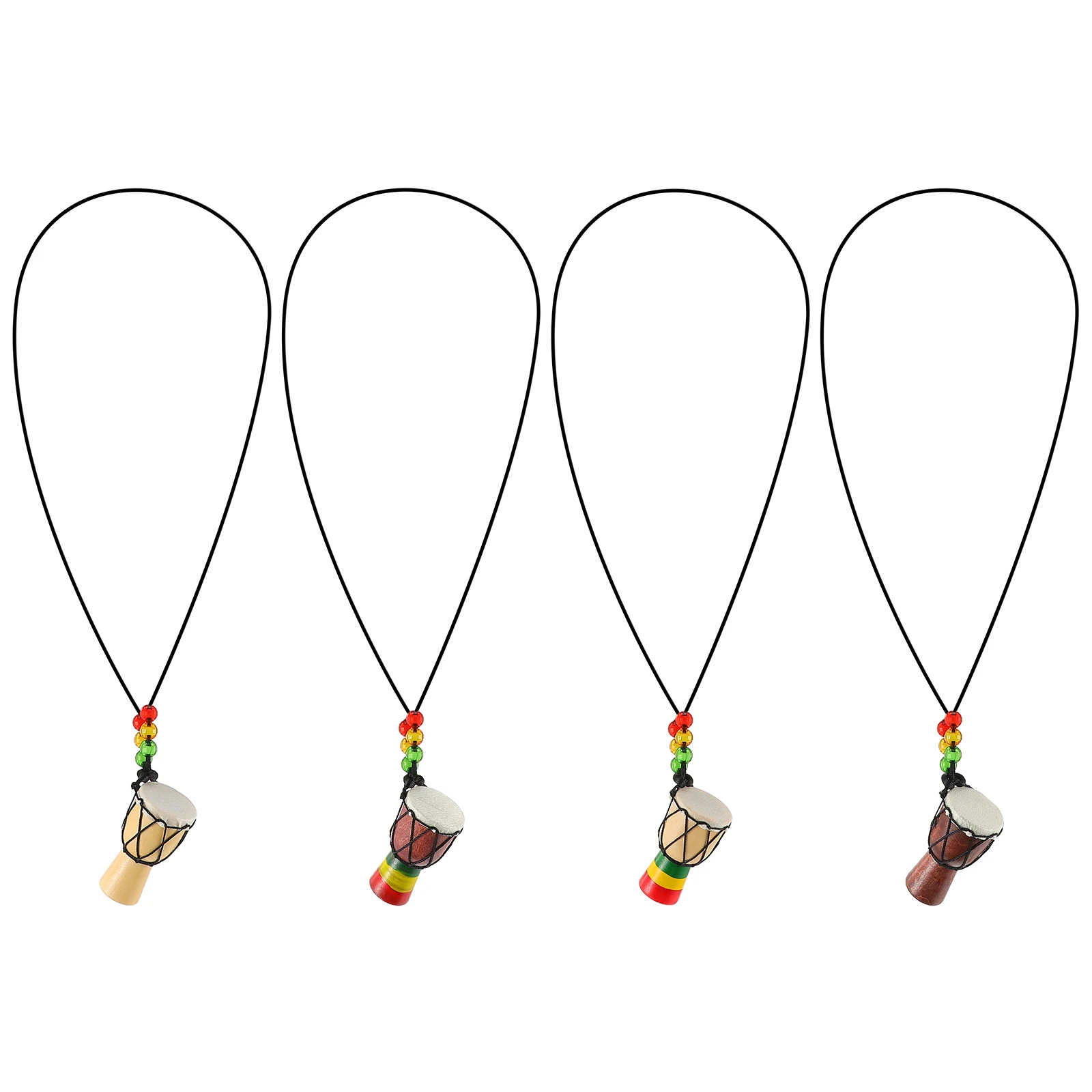 

4pcs Mini African Drum Necklaces Handmade Jewelry Women Choker Decorative Pendant Creative Necklace Accessories